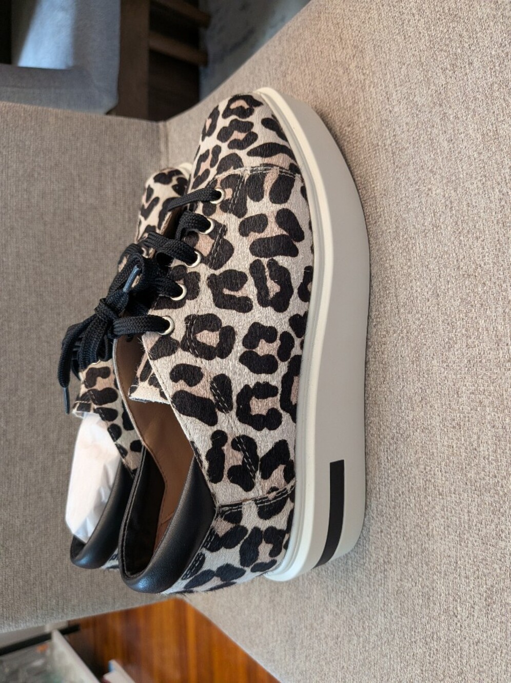 Paolo Leopard Print Platform Sneakers - Black & Cream